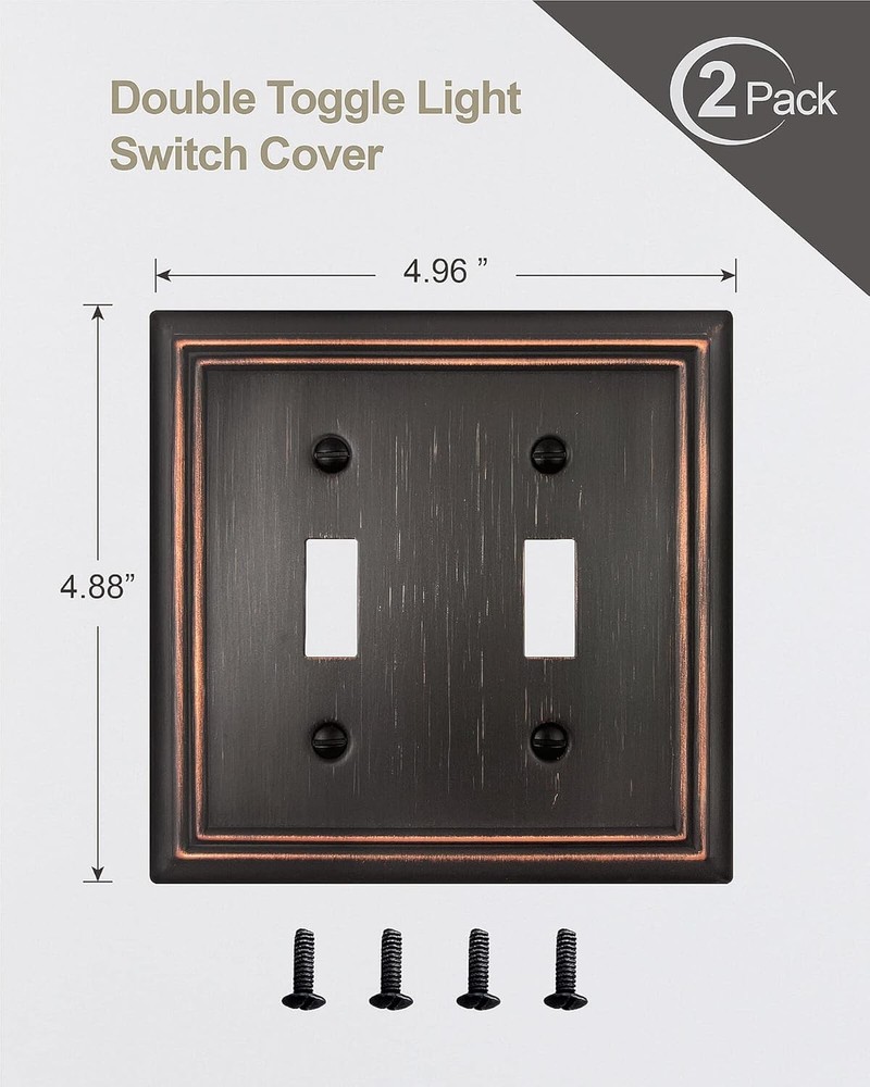 Double Toggle Wall Plate, Decorative Aged Bronze 2 2PK,