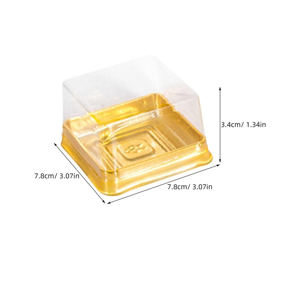 DOITOOL Clear Plastic Mini Cake Box 100 Pack Square Mini Cupcake Containers M...