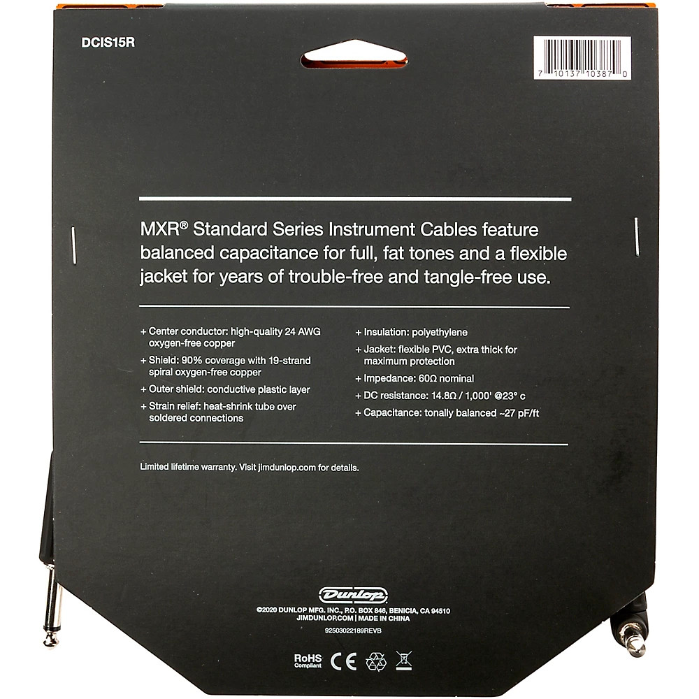 MXR Instrument Cable 15 ft. Black