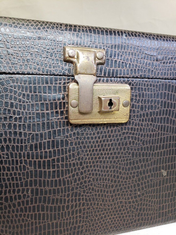 Crocodile Embossed Paper-covered Train Case - 1940's