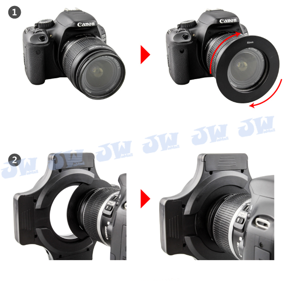 Universal LED Macro Flash Ring Light for Camera Lens, 6pcs Filter Thread Adapter