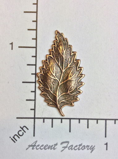 32645 - 2 Pc. Single Leaf Jewelry Finding Copper Oxidized