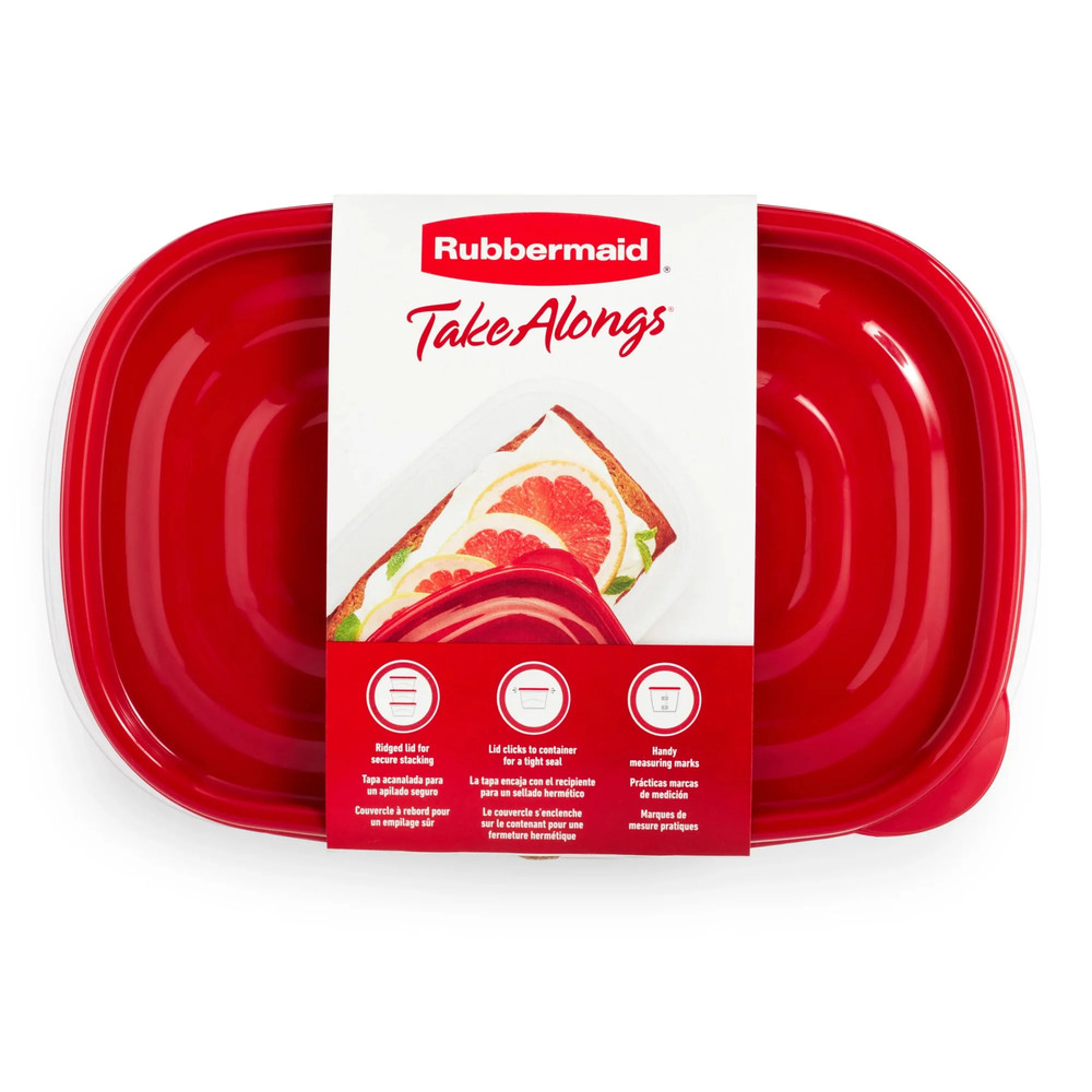 (2 Pack) Takealongs, 8 Cups, 2 Packs, Red, Plastic Deep Rectangle Food Storage