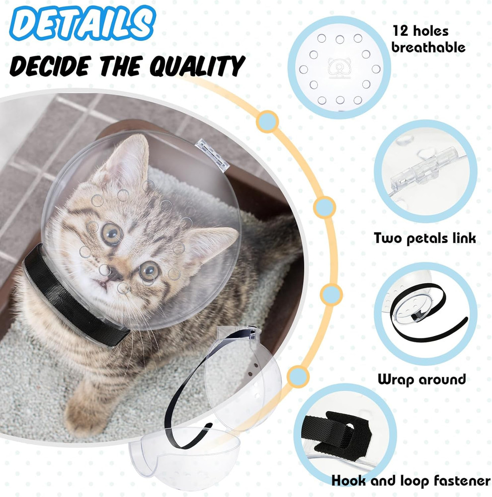8 Pcs Cat Muzzle Set with Adjustable Cat Bathing Bag Breathable Clear Muzzle Pet