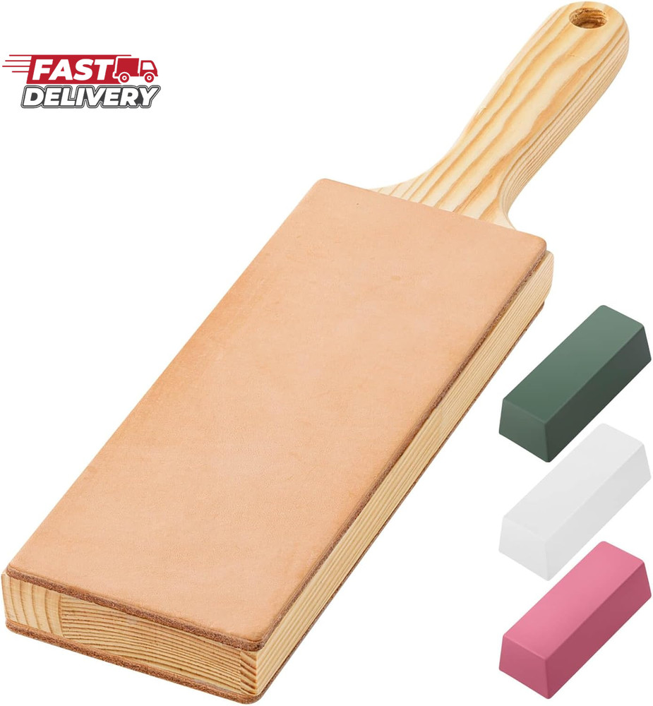 Angerstone Oversize Double Sided Leather Strop Kit(3" Knife Stropping Leather）Wi