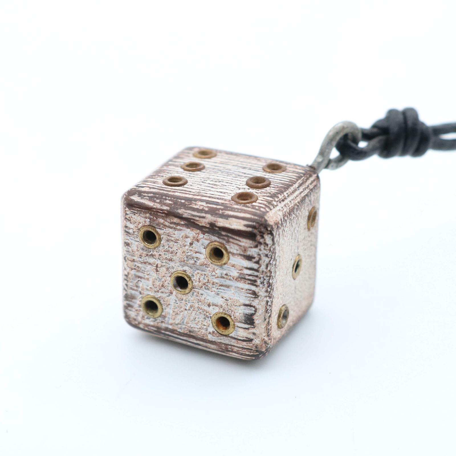 Medieval Wooden Dice Necklace Pendant Viking Cord Jewelry Casino Lover Luck Gift