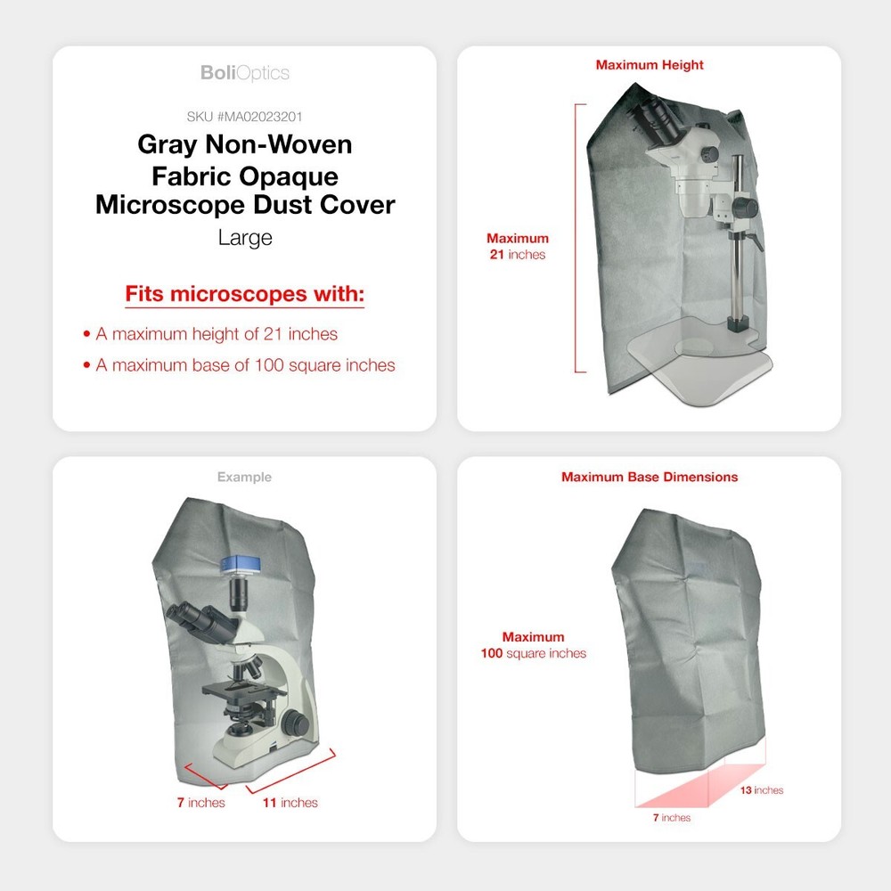 Microscope Dust Cover, Opaque, Grey Fabric (Large)