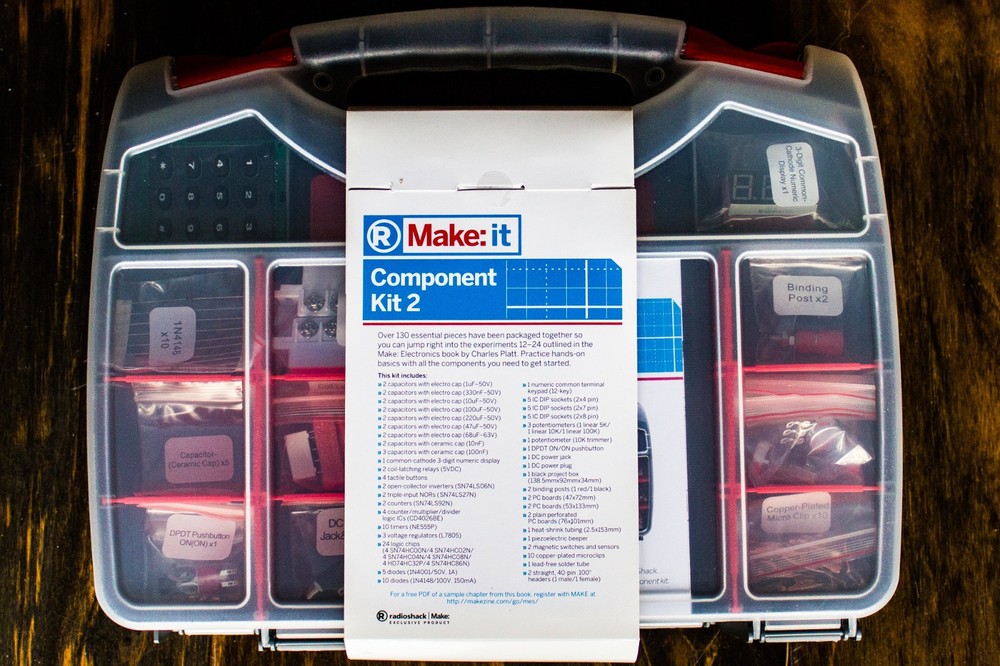 NEW MAKE: IT ELECTRONICS EDUCATIONAL COMPONENT KIT 2- 2nd Edition-by RADIOSHACK