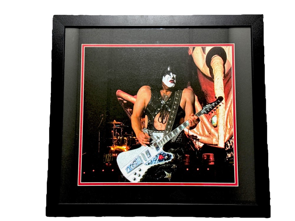 KISS“ PAUL STANLEY” 20 X 22” Framed Picture playing his Signature Ibanez Guitar