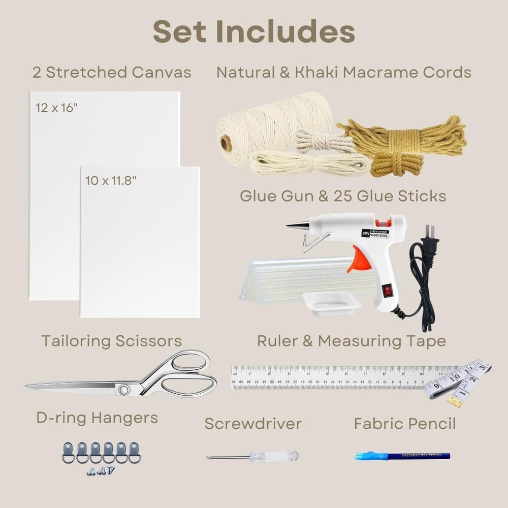 DIY Rope Canvas Kit for Beginners - Complete Macrame Ropes Supplies & Tools |...