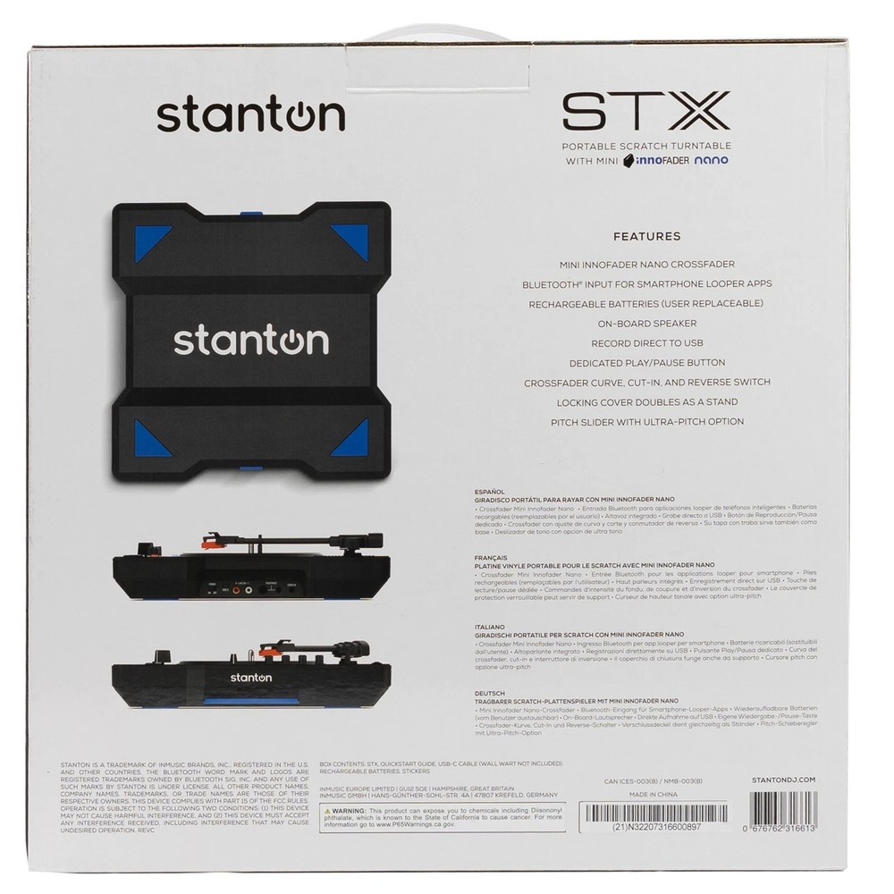 Stanton STX Portable Scratch Turntable DJ Controller w/ Fader & Bluetooth NEW