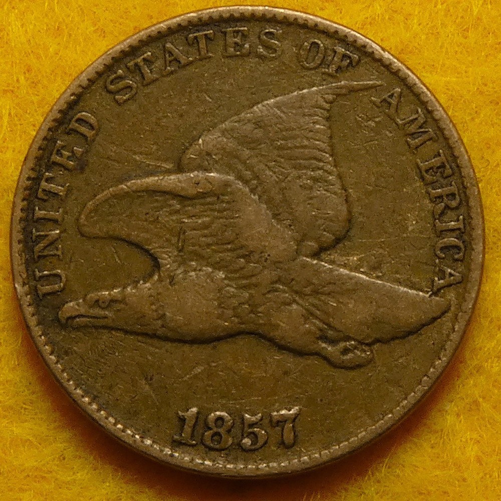 1857 Flying Eagle Cent with nice feather details