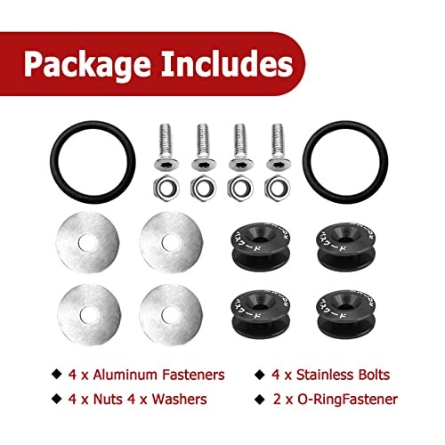 Universal Billet Bumper Trunk Quick Release Fastener Kit, Quick Release black