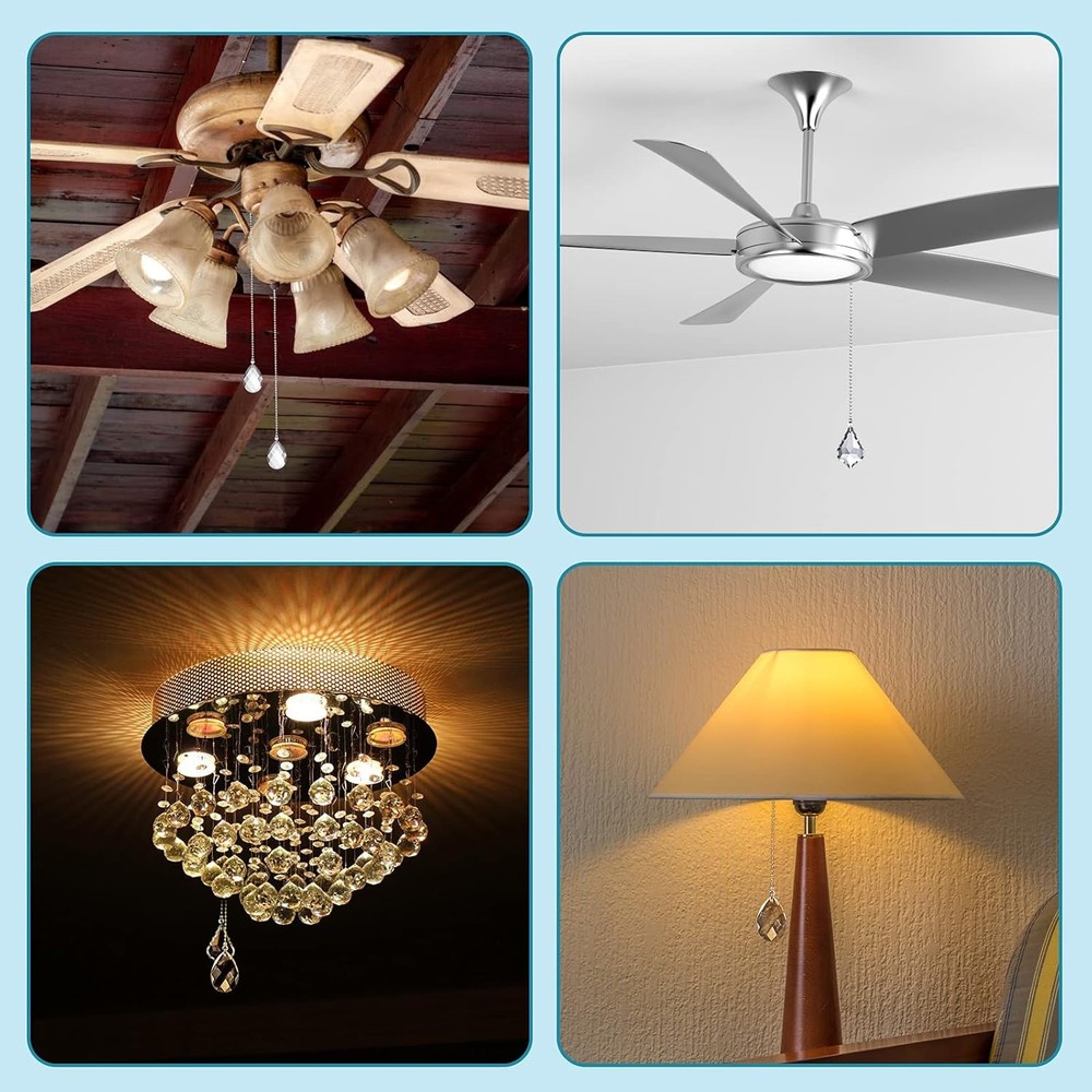 2PCS Ceiling Fan Pull Chains, Premium Fan Pull Chain with 20-inches Extension Ch