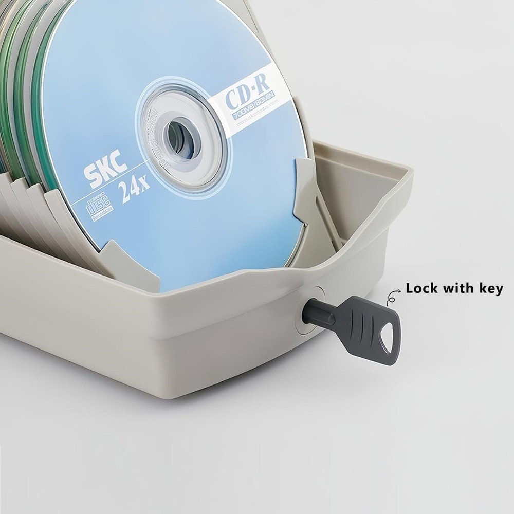 NETTIA CD/BD/DVD Storage Box - 50 Discs, Moisture Proof, Lockable