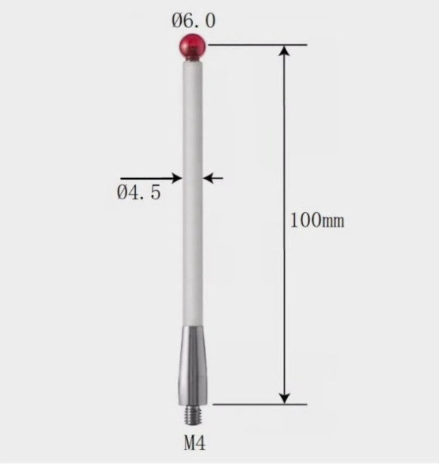 M4 A-5000-3712 CMM Touch Probe Stylus 6mm Ruby Ball CNC Probe Tip Ceramic shaft