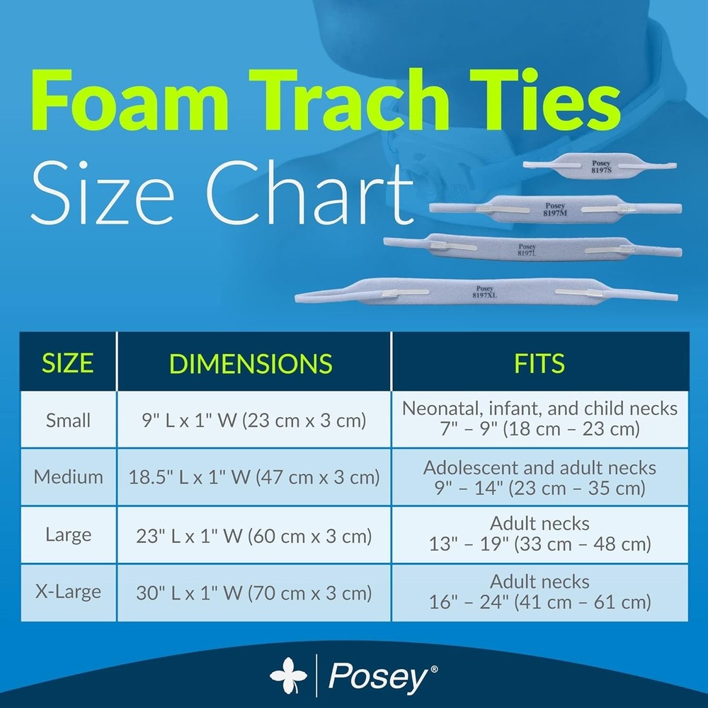 TIDI Foam Trach Tie – Medium, 12 Ties Pack, Comfortable Tracheostomy Support