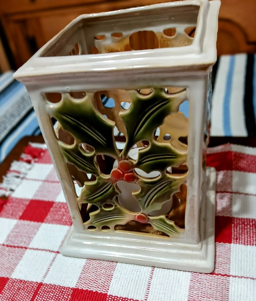 Holly Ceramic Large Candle Holder