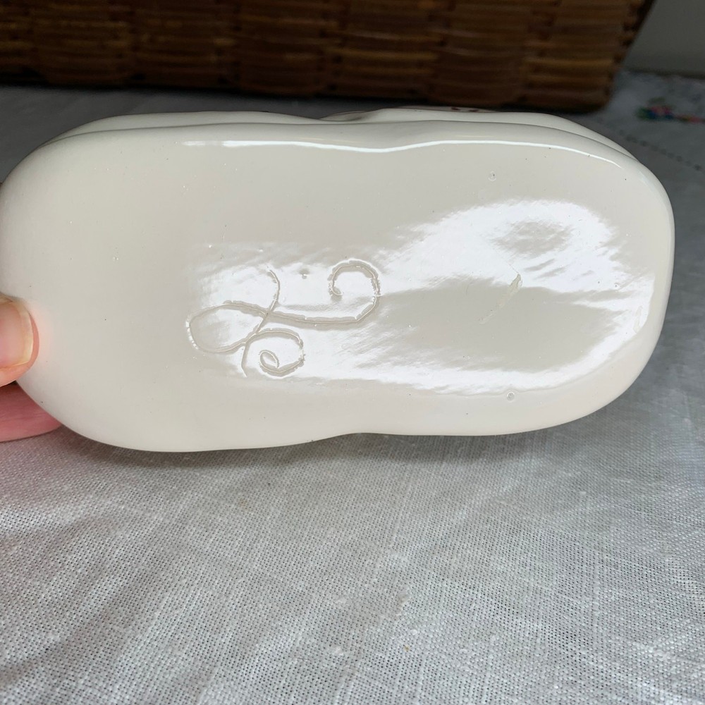 Hand Painted Signed Ceramic Planter Trinket Candy Nut Dish Easter Spring Decor