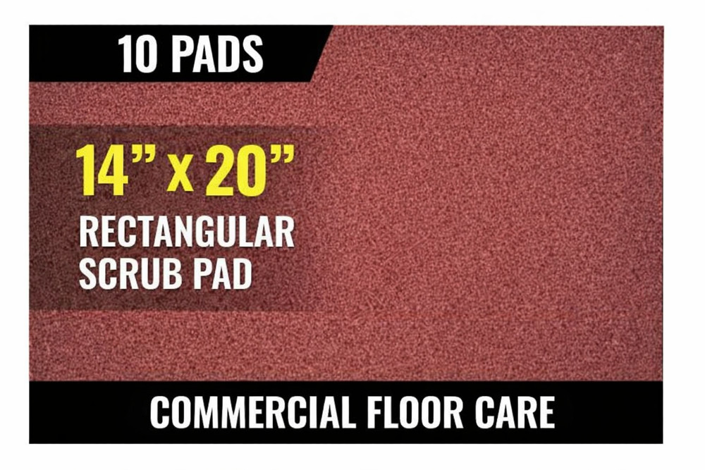 Square Scrub Red Scrubbing Floor Pad 14x20 Rectangular 10/Case SS P1420SQP