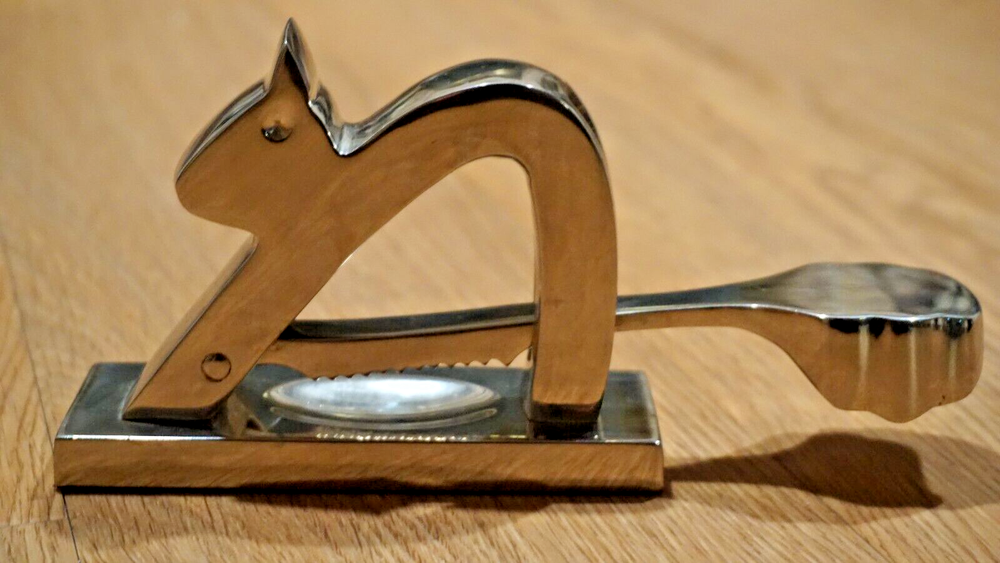 Crate & Barrel Stainless Steel Squirrel Shaped Metal Nutcracker NWOB