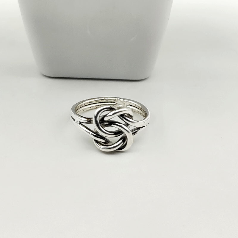 Solid 925 Sterling Silver Beautiful Double Knot Real Women's Ring