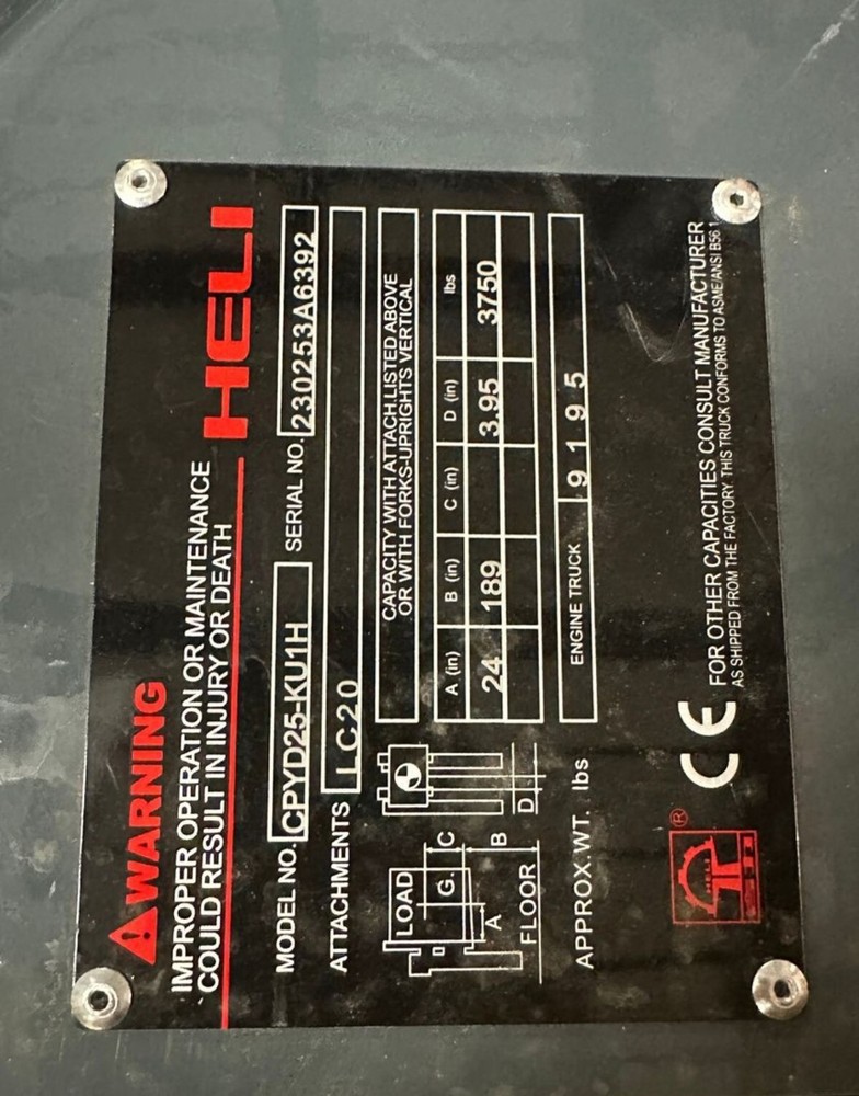 HELI CPYD25 FORKLIFT - 5000 LB