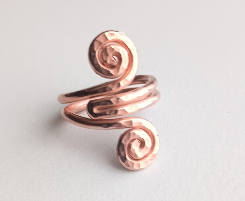 Solid Copper Minimalist Healing Handmade Unisex Ring, Spiral