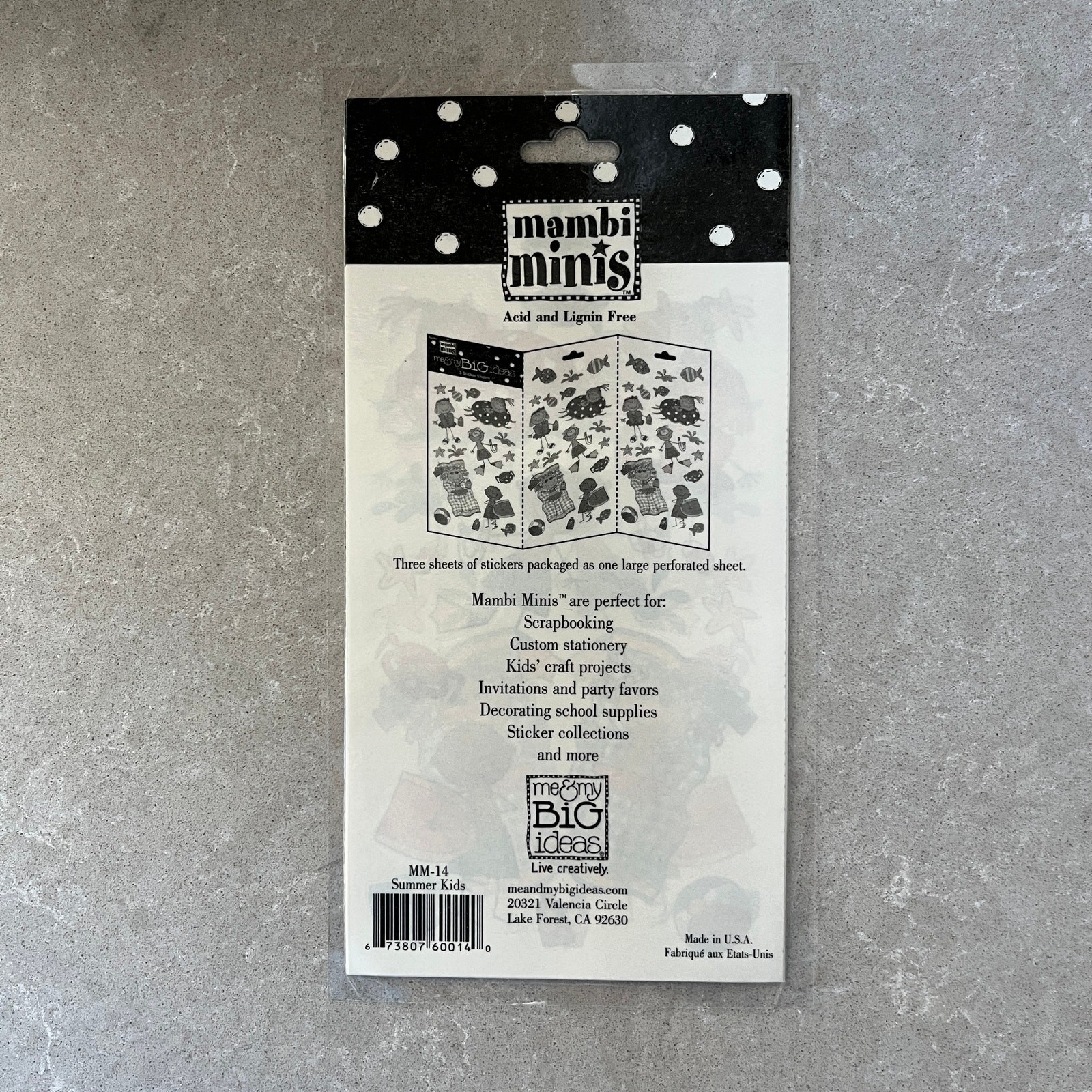 Me & My BIG Ideas Mambi Minis Summer Kids Stickers 3 Sheets Scrapbooking NEW