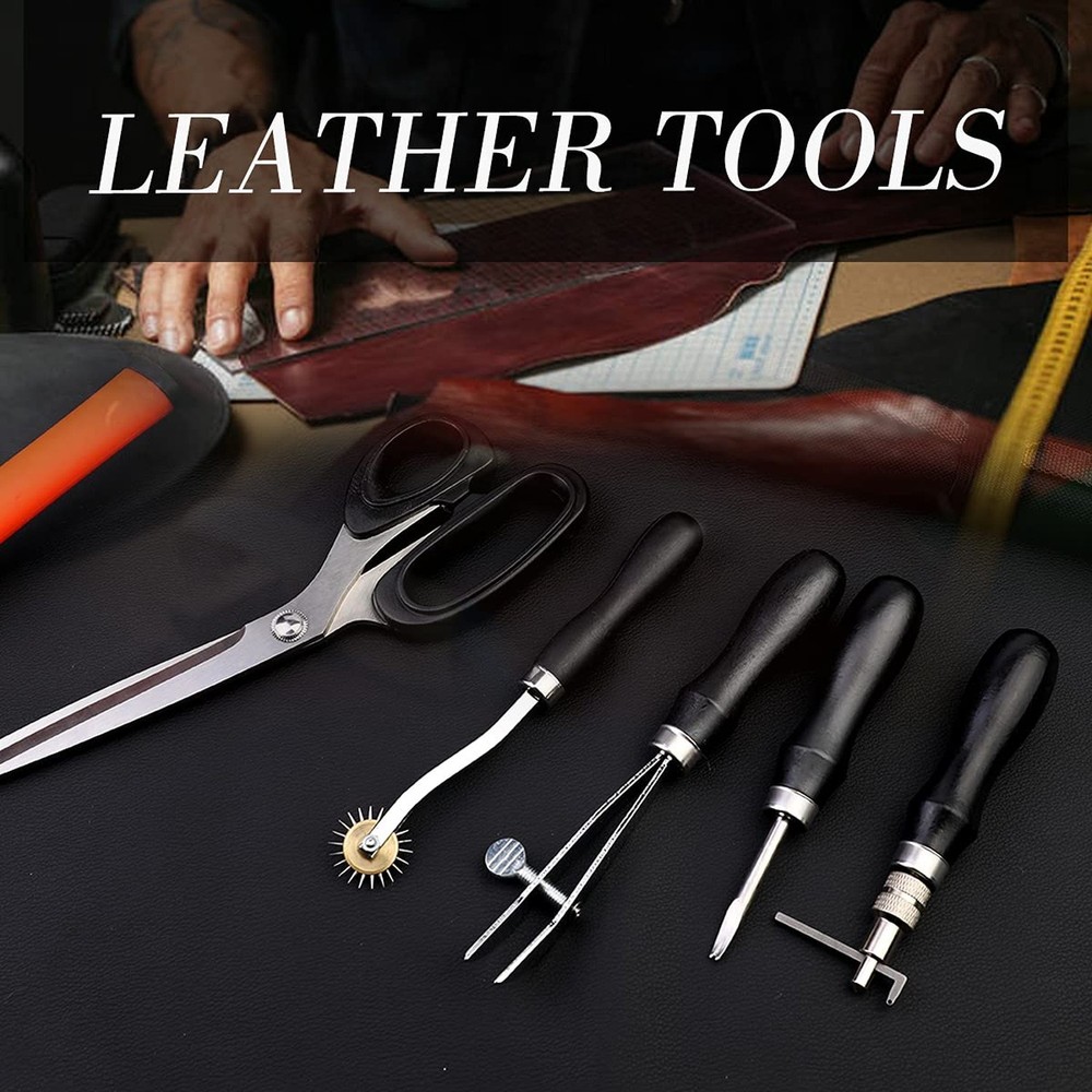 328PCS Leather Working Kit, Leather Working Tools with Manual - Stamp Tools, ...
