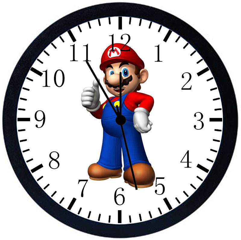 Super Mario Black Frame Wall Clock Y04