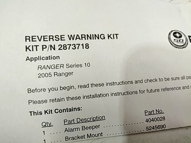Reverse Warning - 2000 Polaris NOS