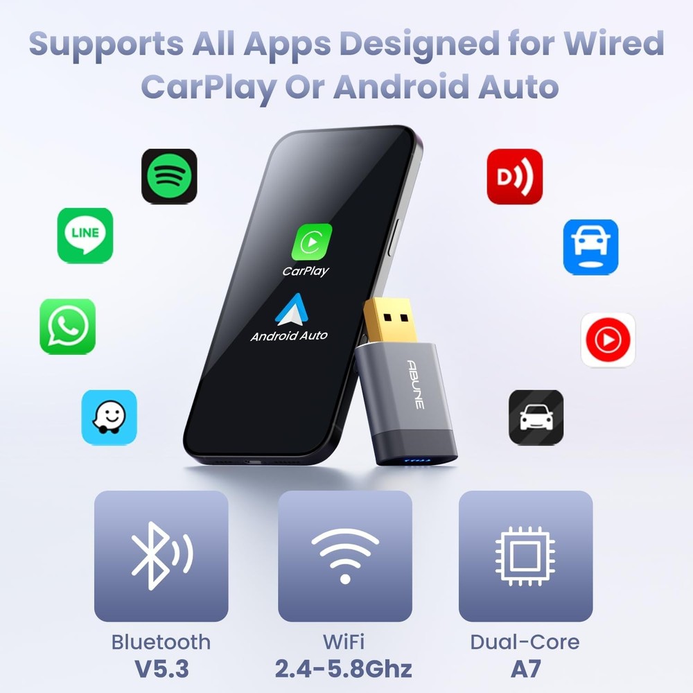 2025Mini Wireless CarPlay Adapter for iPhone & Android ,Easy to Use Bluetooth