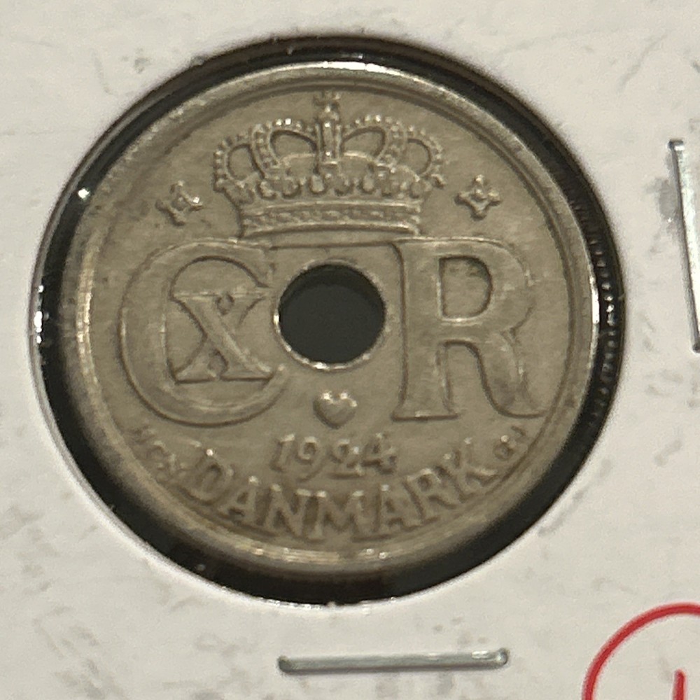 1924 Denmark Danish 10 Ore Crowned Monogram Coin