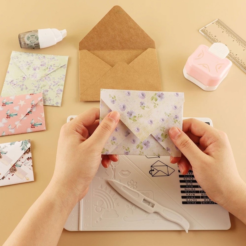 Multipurpose Scoring Board Envelope Maker Scribing and Measuring Tool for Crafts