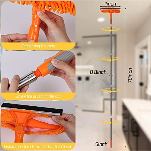 Window Squeegee and Microfiber Scrubber Set, 2-In-1 Window Cleaning Kit