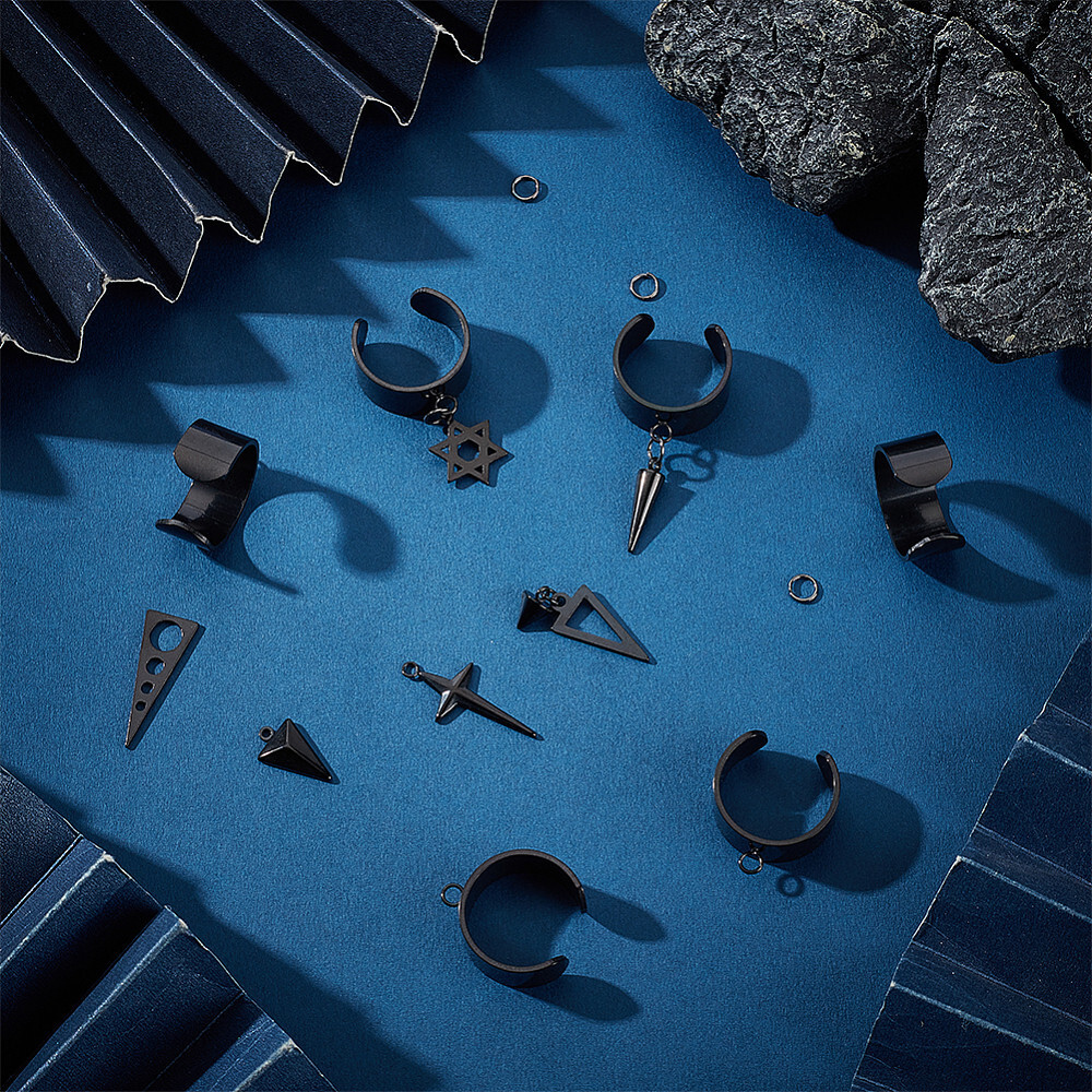 1box Charms Open Ring Making Kit Including Cross & Triangle & Cone & Star
