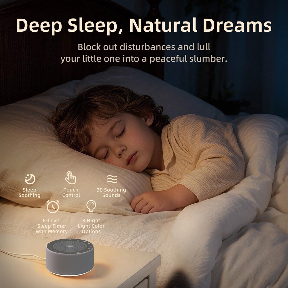 Kipcush White Noise Machine with Night Light – Nursery Sound Machine with Sof...