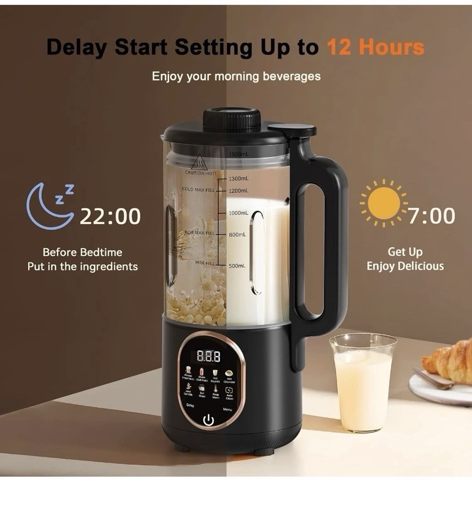 50oz Automatic Nut Milk Maker Almond Milk Machine with Delay Start Keep Warm