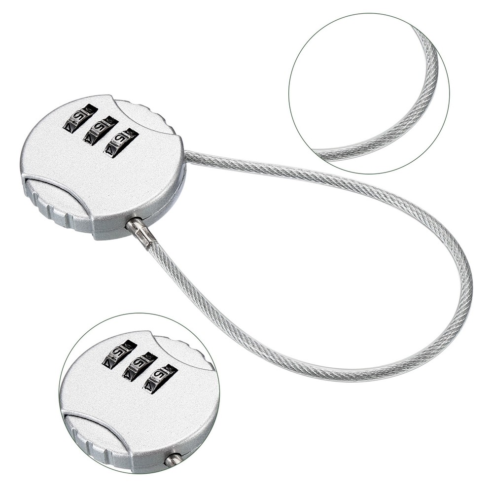 2Pc Small Combination Locks, 3 Digit Baggage Padlocks(Silver Tone, 7.8-Inch)