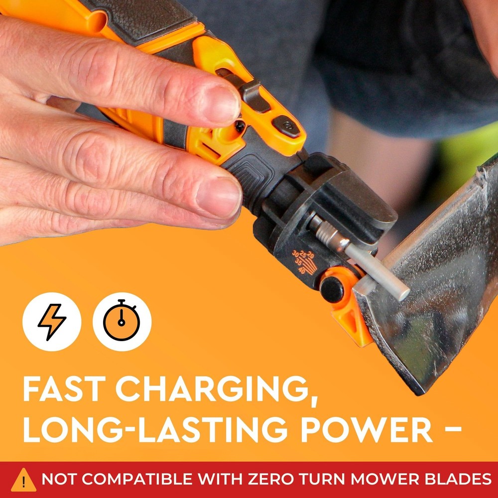 Sharp Pebble Cordless Lawn Mower Blade Sharpener – Adjustable 20° 40° Angle G...