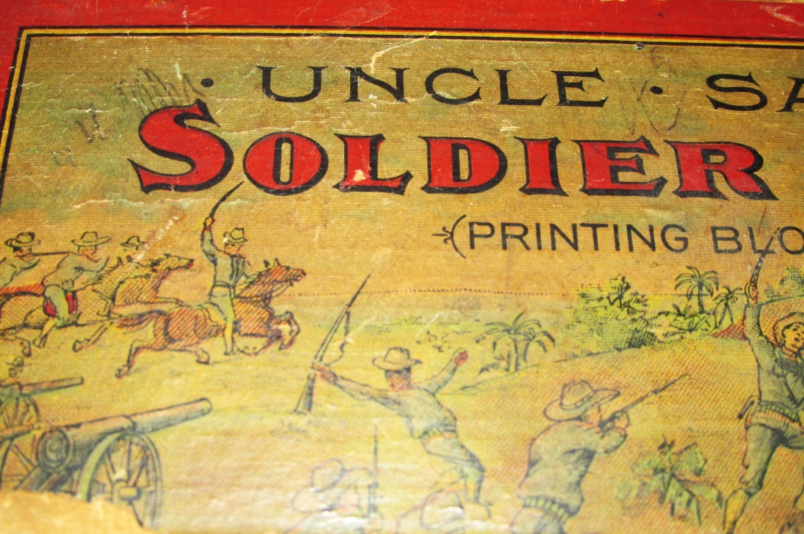 c1898 Ex-Rare Military Museum Uncle Sam's Soldier Boys Pr. Blocks, San Juan Hill