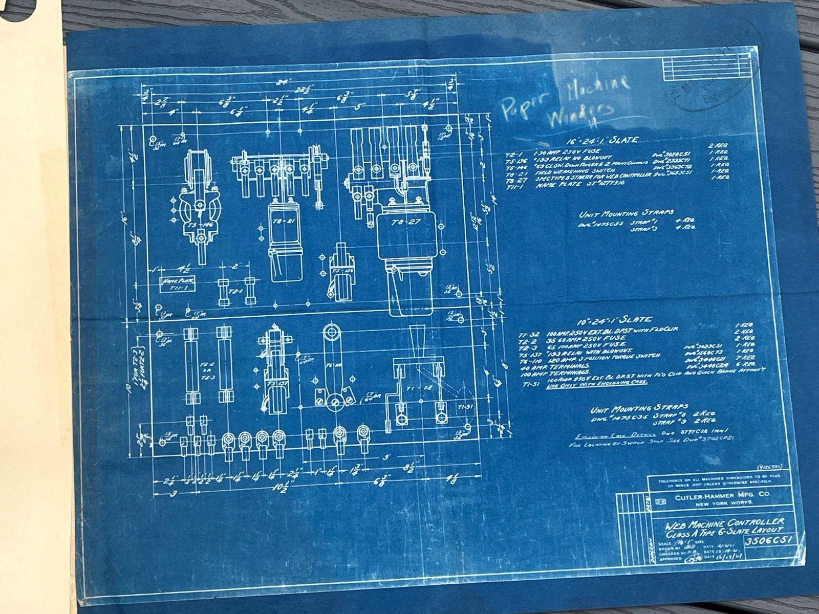 Lot 6 Vtg Industrial Black Clawson Blueprints Cutler Hammer Blue Buschman