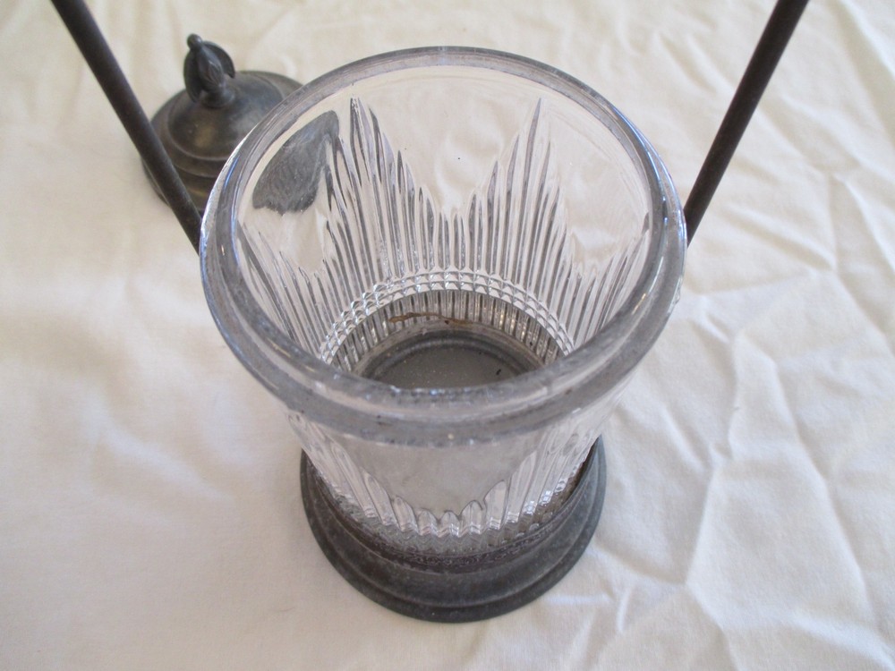 Antique Victorian Pickle Castor Embossed Glass Silver Plate. Missing Fork.