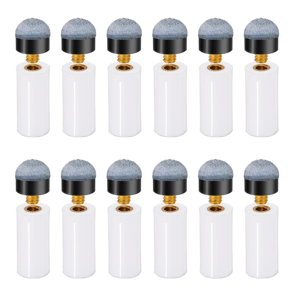 12 Sets 12mm Pool Cue Tips Replacement Kit Blue Screw On Pool Cue Stick Tip &...