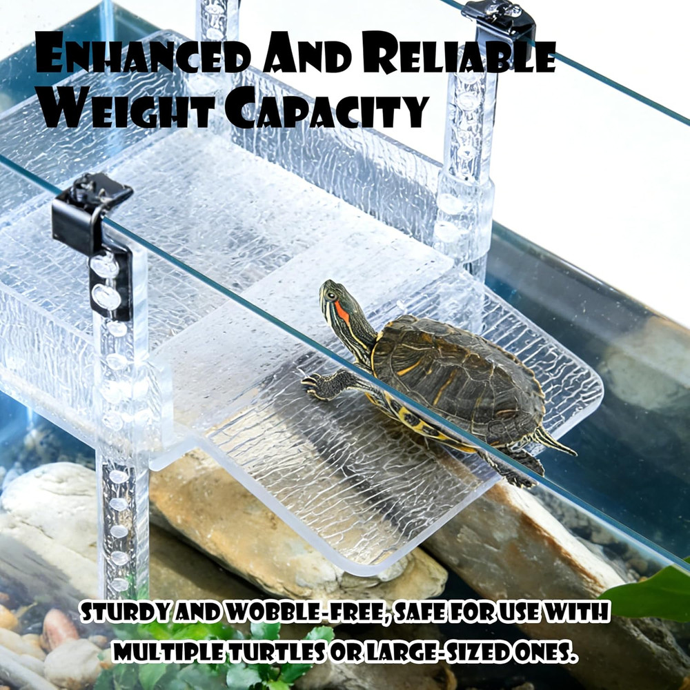 Turtle Basking Platform,Sturdy Acrylic&Adjustable Length 10-16 1/2" Basking Plat