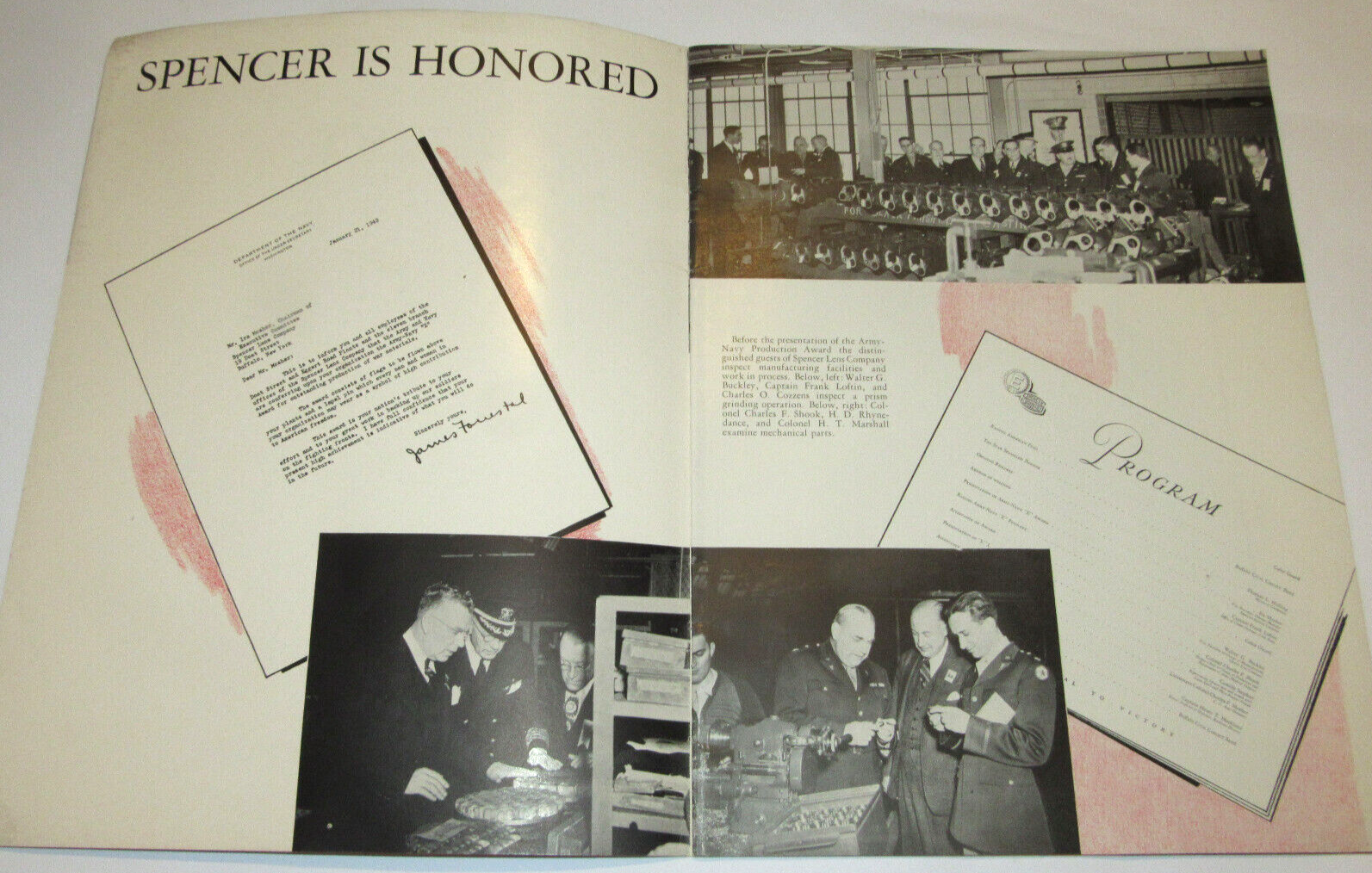 VTG 1943 WWII SPENCER LENS/AO SOUVENIR WAR EFFORT PROGRAM! PICTURES! BUFFALO, NY