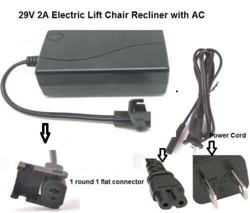 Universal Power Cord for Recliner Chair 2Pin Power Adapter for Lift Chair Ashley