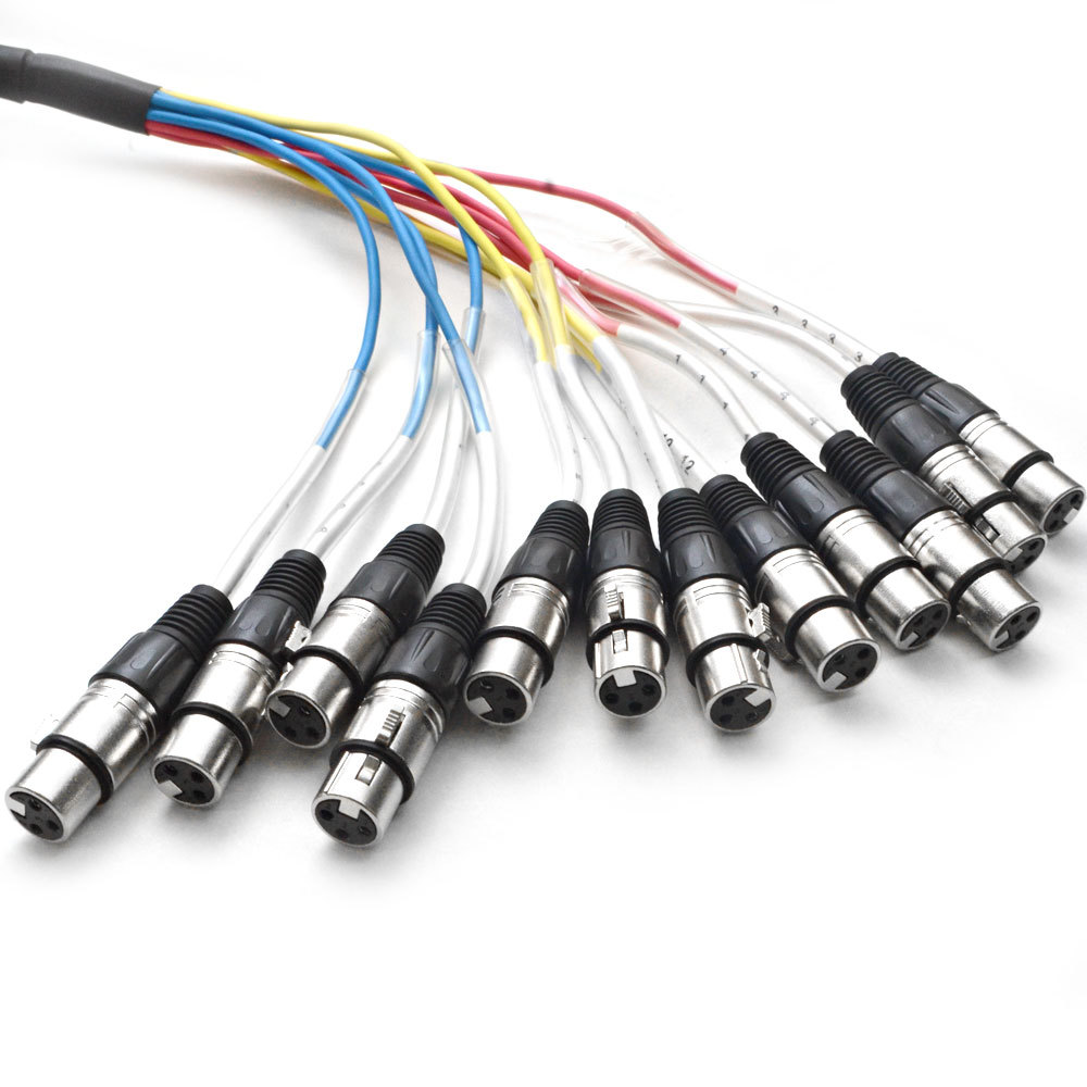 Audio XLR Pro Fantail Snake Cable - 2, 4, 8, 12, 16, 24 Channel - 5' to 100'