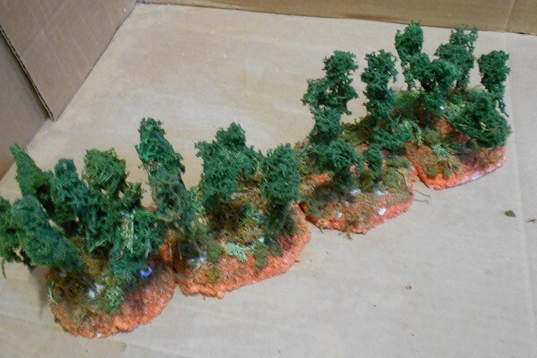 4 Forest Terrain Modules for Wargames, HO Scale Model Train Layout, Scenery